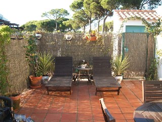 Zona de la terraza con las hamacas